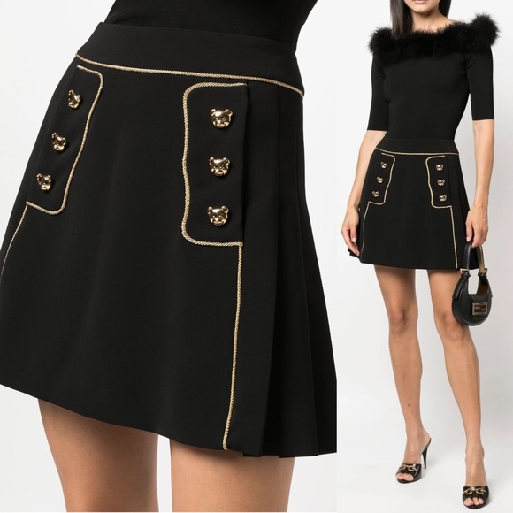 Moschino Dresses & Skirts - MOSCHINO Couture Black Rope-Detail A-Line Skirt Gold Detail Size US 6
